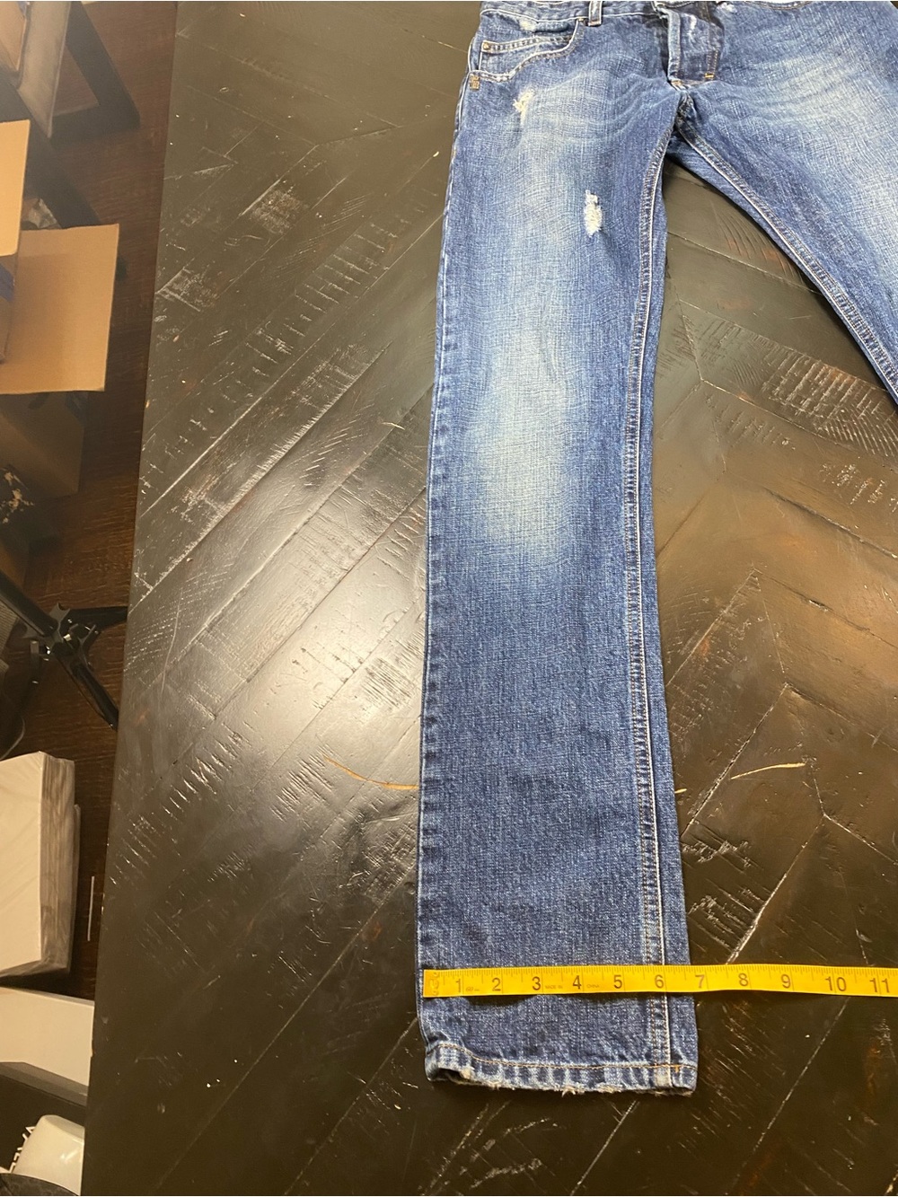 Pierre Balmain Men's Straight-Leg Distressed Denim Jeans in Blue - Picture 3 of 16